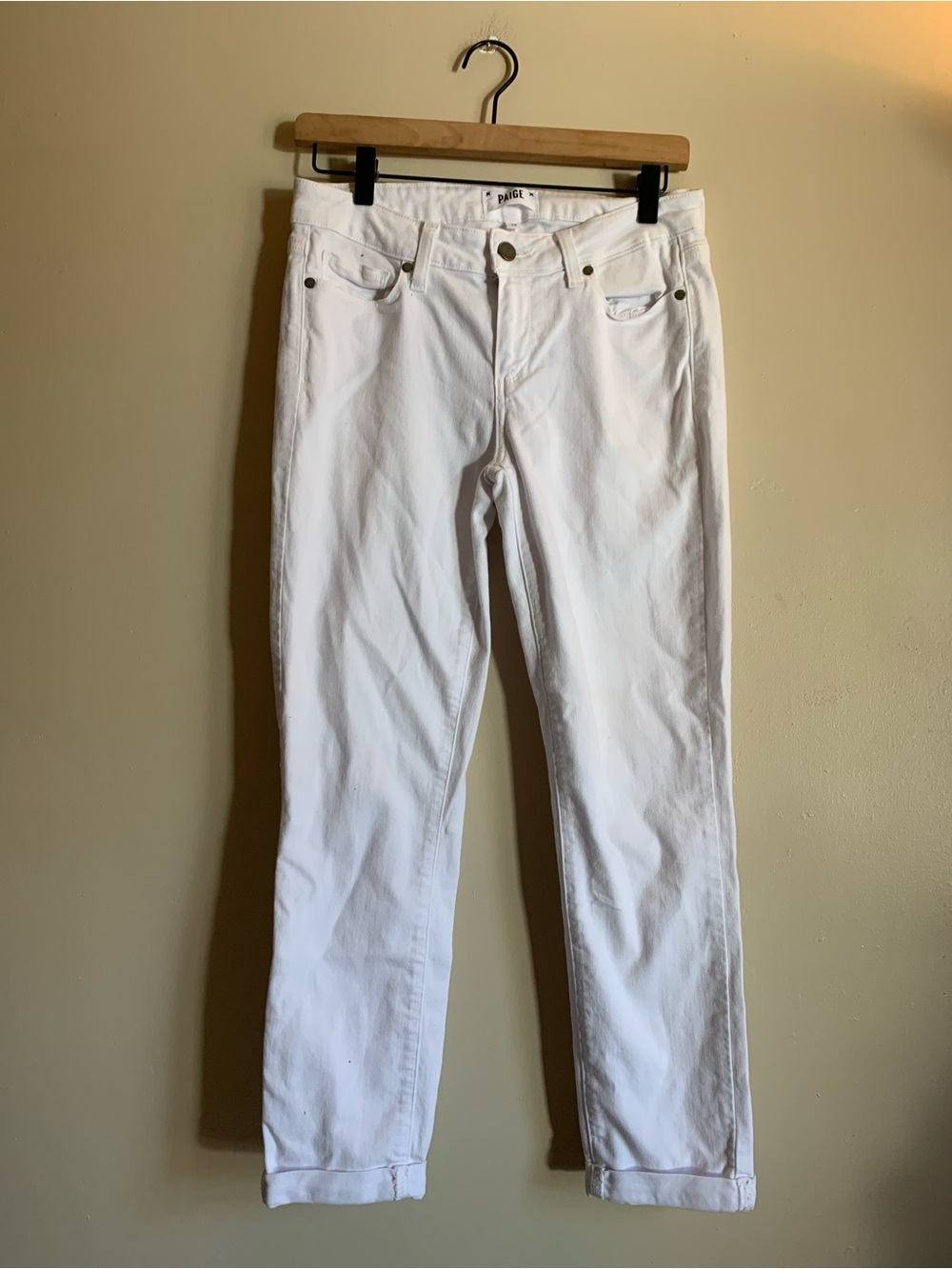 PAIGE White Boyfriend Jeans Women Size 28 Casual Pants Bottoms Summer